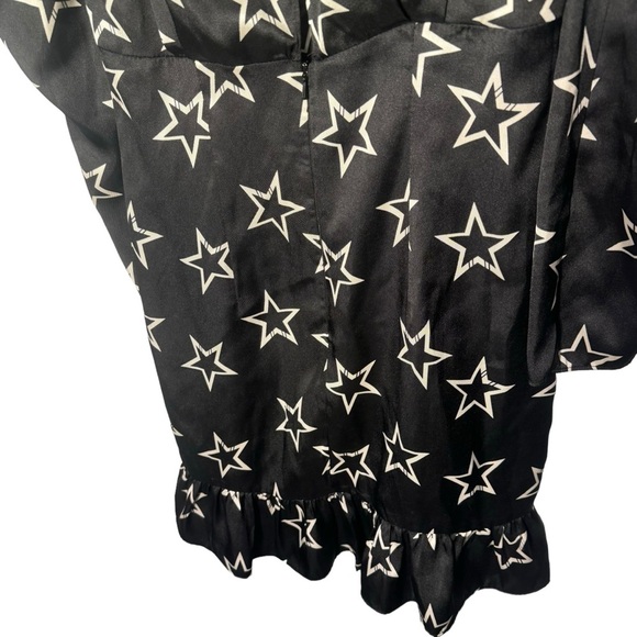 River Island Star Print Black 80's Retro Mini Dress Key hole back long sleeve - Picture 13 of 16